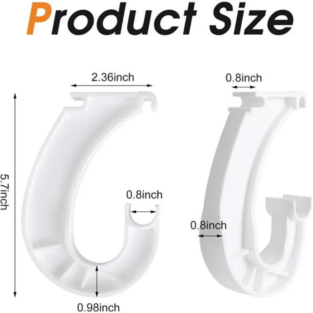 Closet Rod Support Brackets J Shaped Hanging Clothes Rack Holders Set of 4 Pack